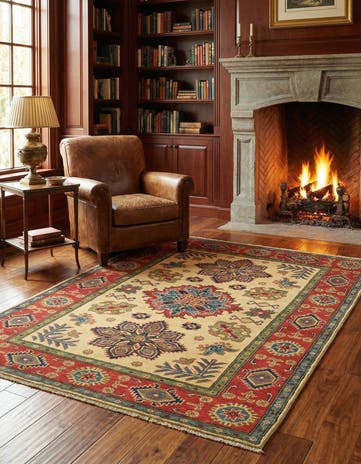 4' 4 x 5' 8 Hand Knotted Kazak Rug
