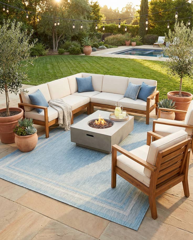 Detail image of 9' x 12' Easy-Clean Border Indoor / Outdoor Rug