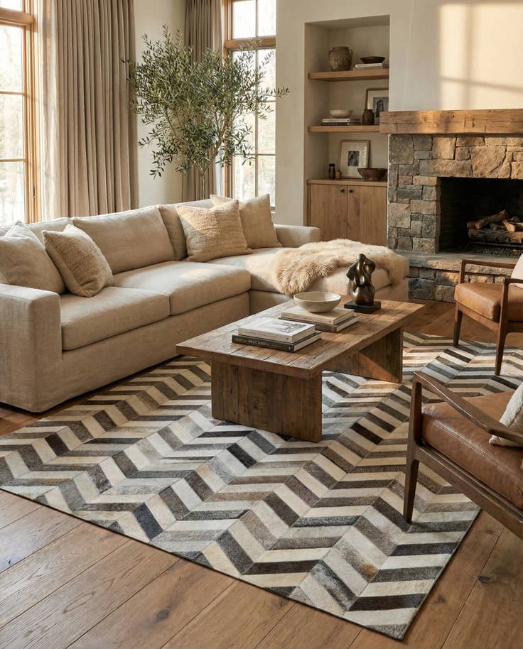 Detail image of 5' 1 x 8' 1 Cowhide - Patchwork Rug