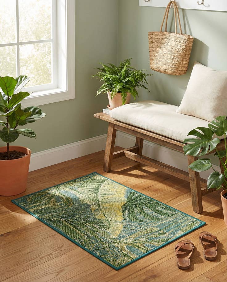 Detail image of 2' x 3' Easy-Clean Botanical Indoor / Outdoor Rug