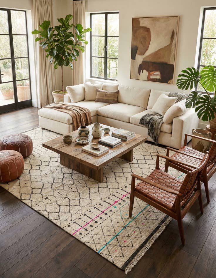 Detail image of 9' 10 x 15'  Hand Knotted Moroccan Wool Rug