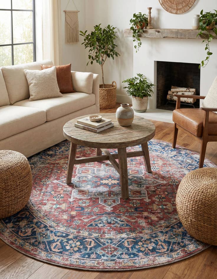 Detail image of  6' x 6'  Washable Yara Round Rug