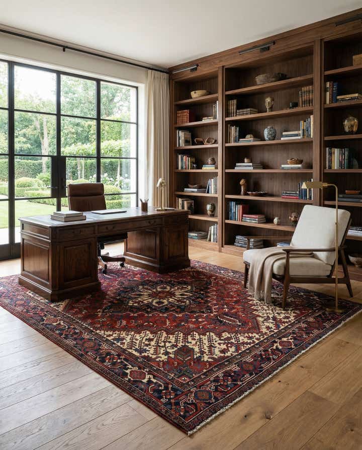 7' 1 x 9' 3 Heriz Wool Rug