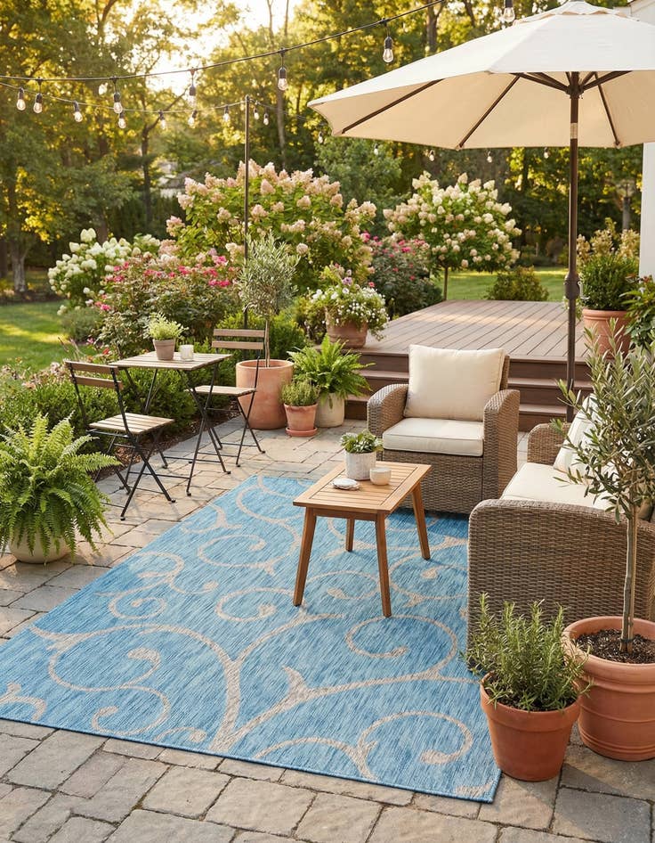 Detail image of 7' x 10'  Washable Botanical Indoor / Outdoor Rug