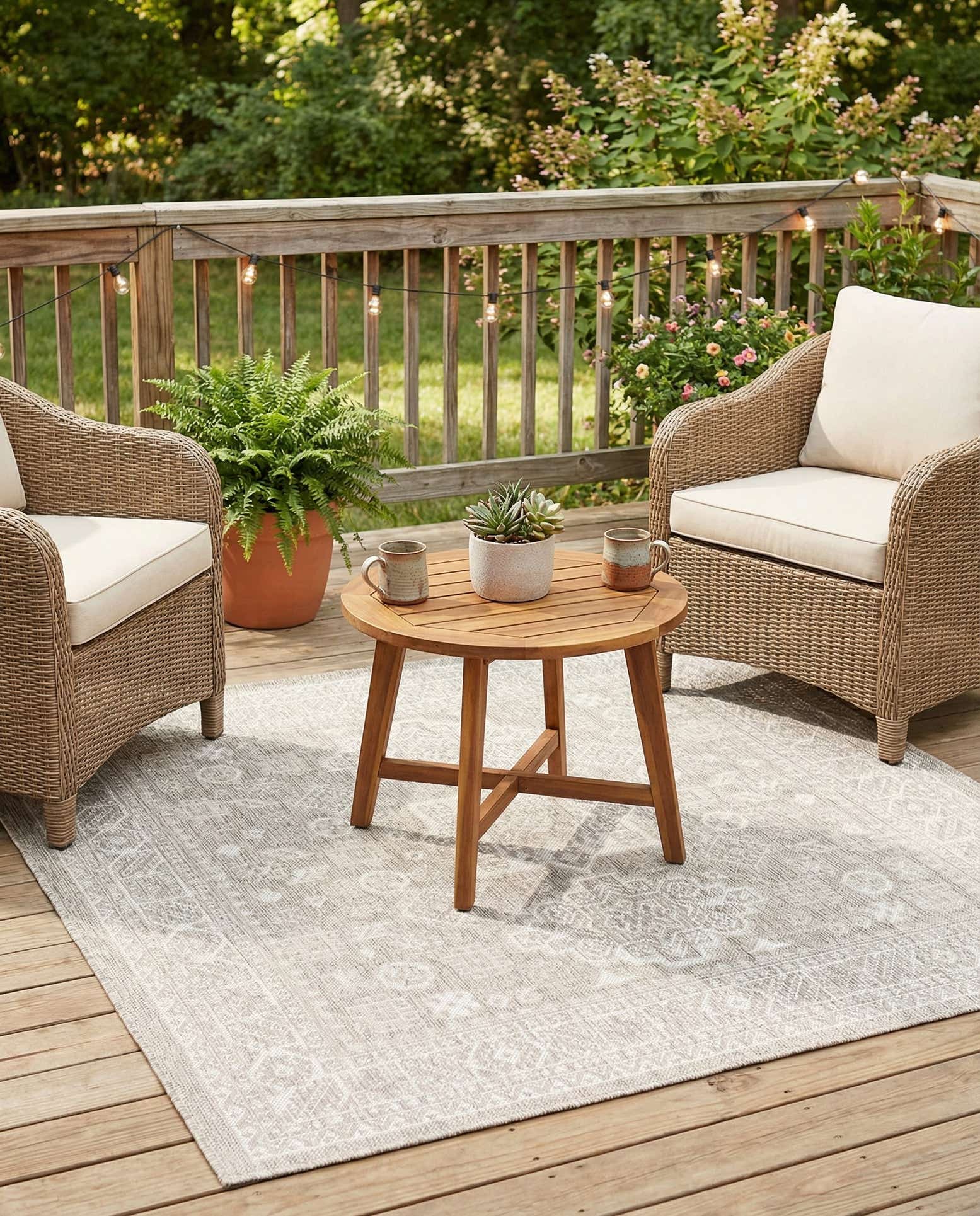 5' 3 x 5' 3 Easy-Clean Aztec Indoor / Outdoor Square Rug