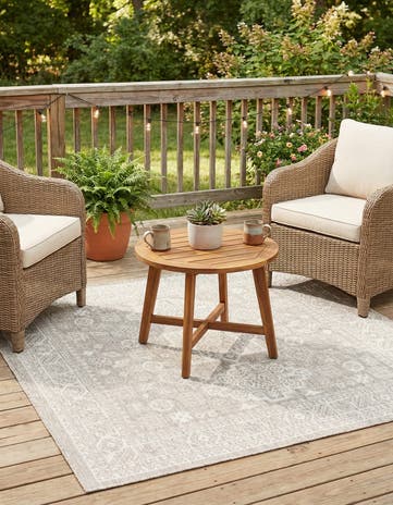 5' 3 x 5' 3 Easy-Clean Aztec Indoor / Outdoor Square Rug