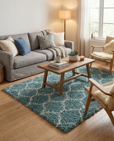  5' 3 x 5' 3 Lattice Shag Square Rug