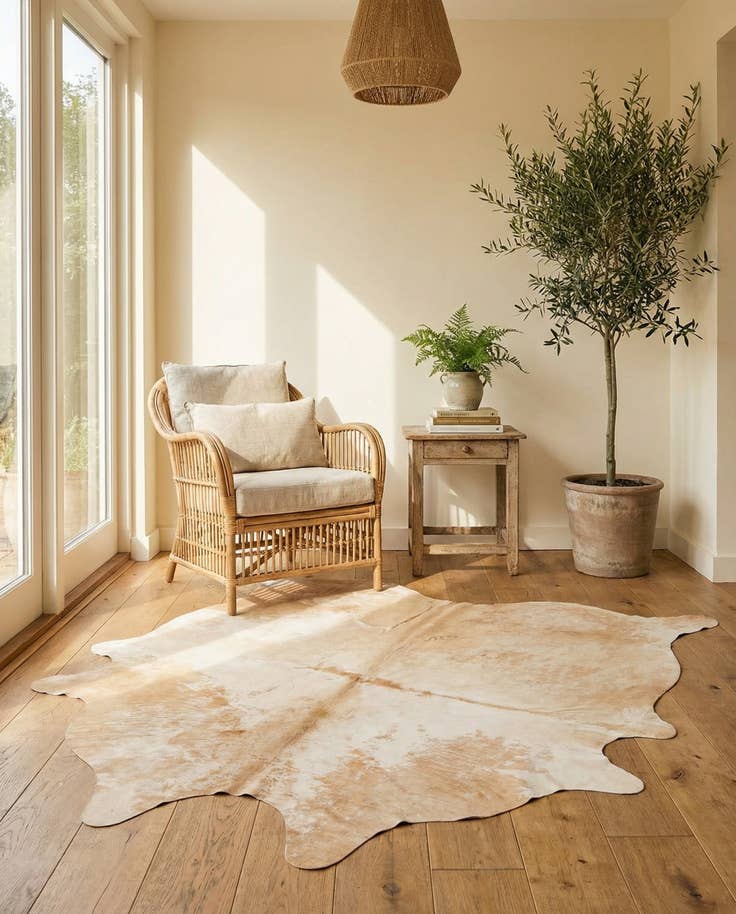 Detail image of 6' 5 x 7' Cowhide Leather Freeform Rug