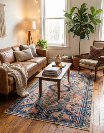 4' 3 x 6' 5 Hand Knotted Ultra Vintage Persian Wool Rug