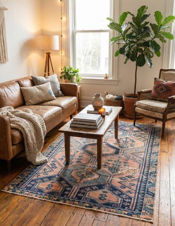 4' 3 x 6' 5 Hand Knotted Ultra Vintage Persian Wool Rug