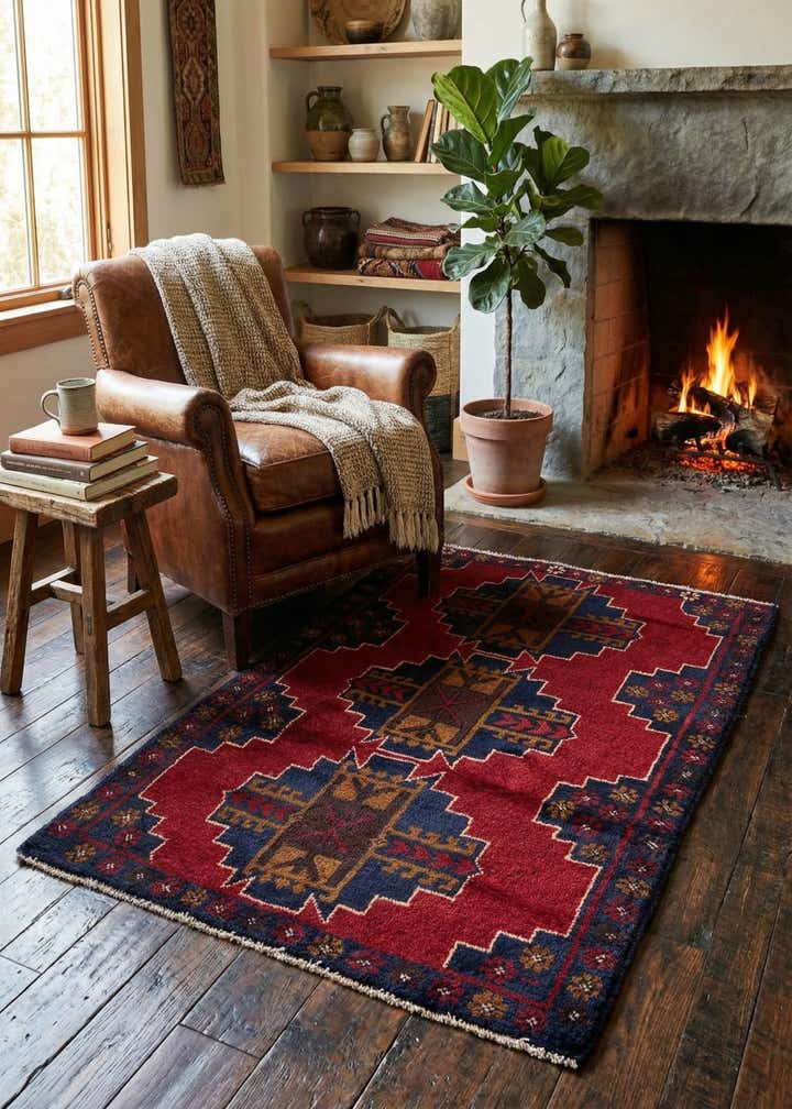 3' x 4' 5 Hand Knotted Balouch Persian Wool Rug