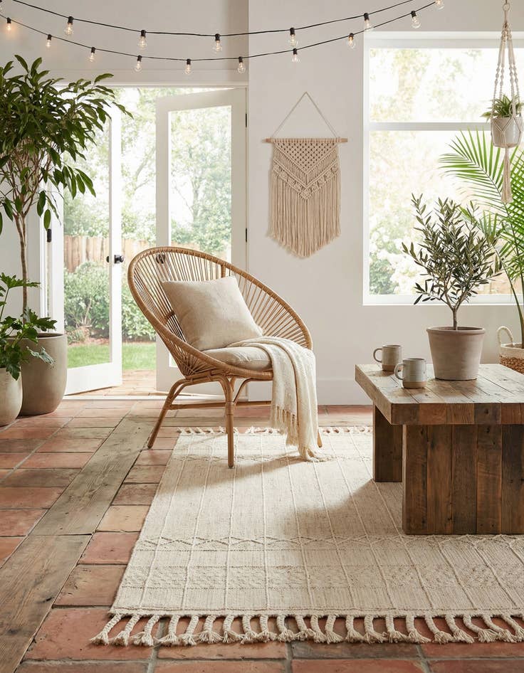 Detail image of 5' 1 x 8'  Washable Eco Bohemian Indoor / Outdoor Rug