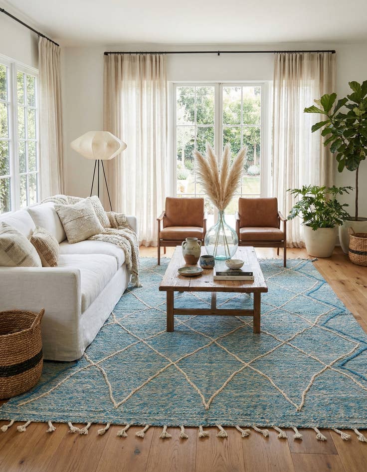 Detail image of 6' 6 x 10'  Hand Knotted Moroccan Wool Rug