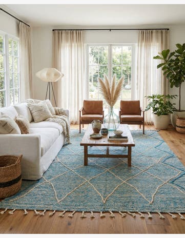 6' 6 x 10' Hand Knotted Moroccan Wool Rug