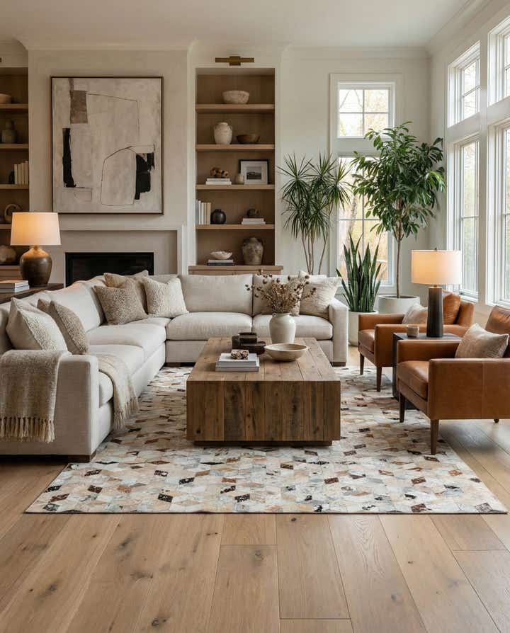 5' x 8' Cowhide Leather Rug