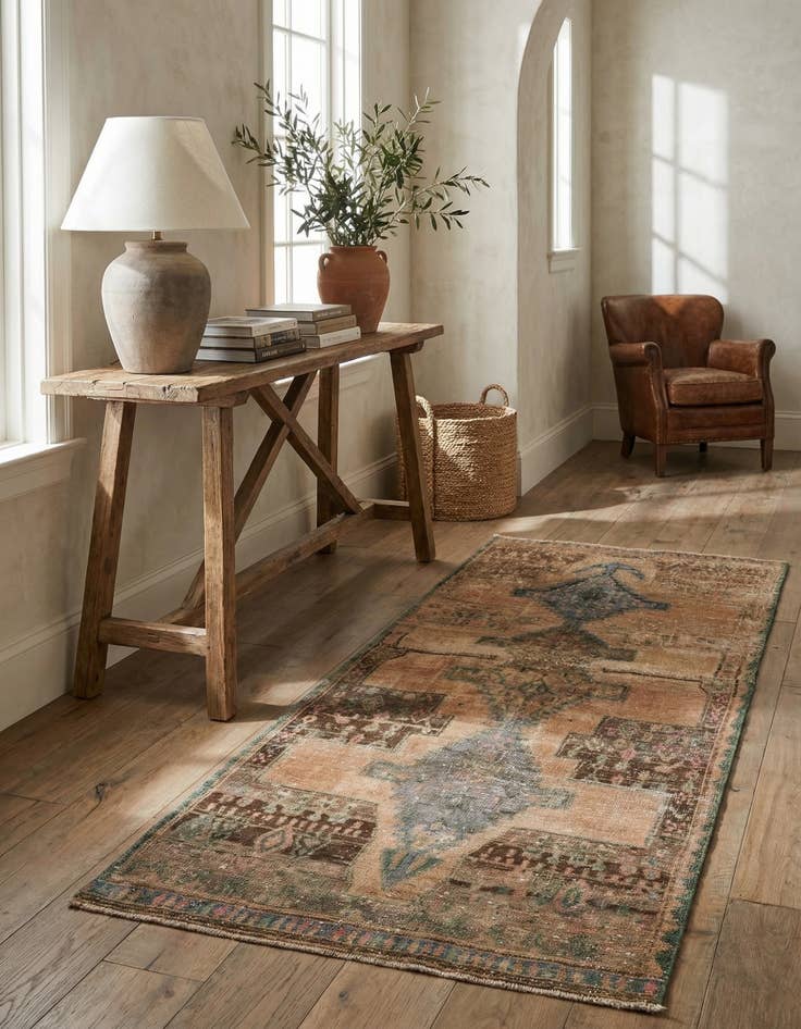 Detail image of 3' 1 x 7' 1 Hand Knotted Ultra Vintage Persian Wool Runner Rug