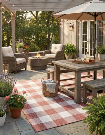 9' x 12' Easy-Clean Checkered Indoor / Outdoor Rug