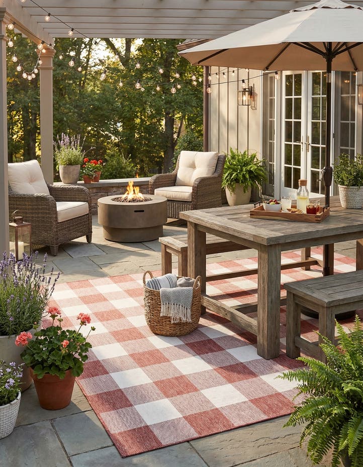 9' x 12' Easy-Clean Checkered Indoor / Outd...