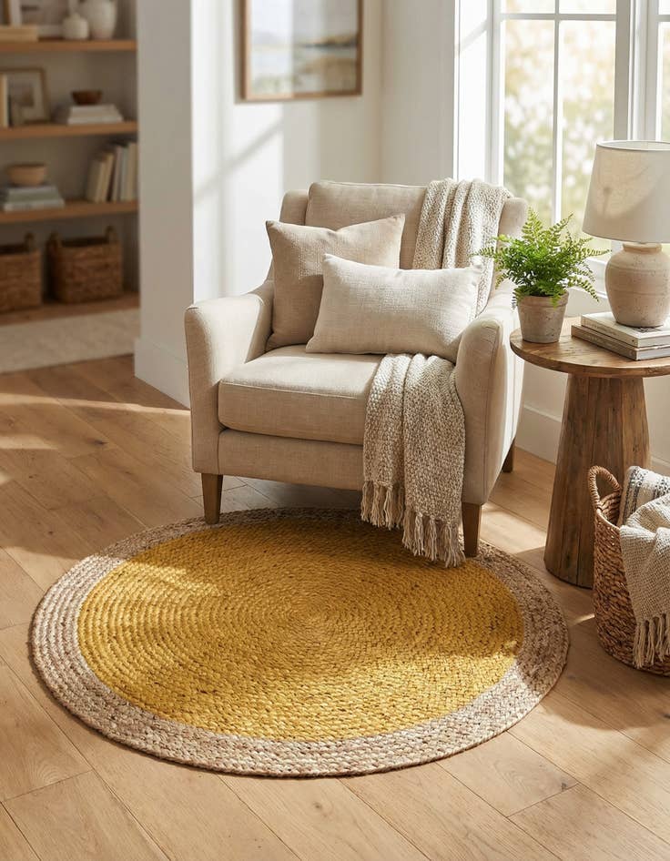 Detail image of  3' 3 x 3' 3  Hand Braided Jute Round Rug