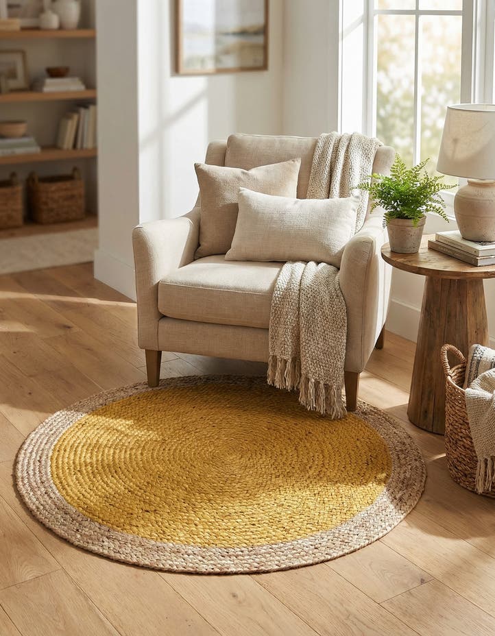 3' 3 x 3' 3 Handmade Braided Jute Round Rug
