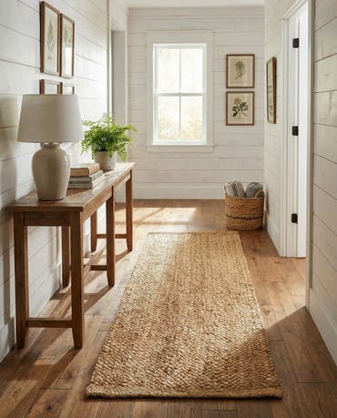  2' 7 x 8'  Hand Heirloom Braided Jute Runner Rug