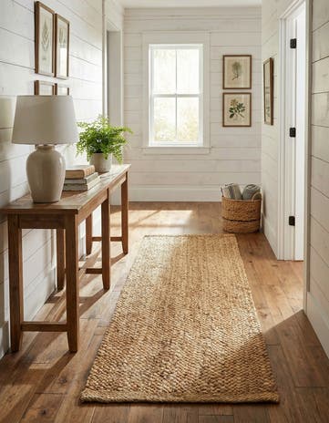 2' 7 x 8' Handmade Heirloom Braided Jute Runner Rug