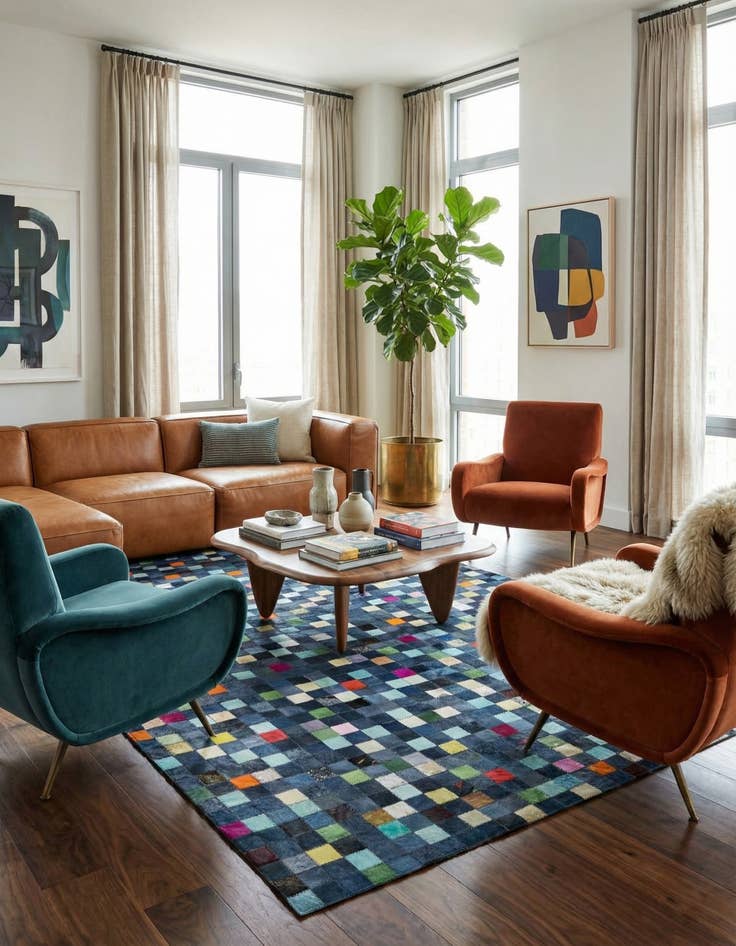 Detail image of 5' x 8' Cowhide Leather Rug