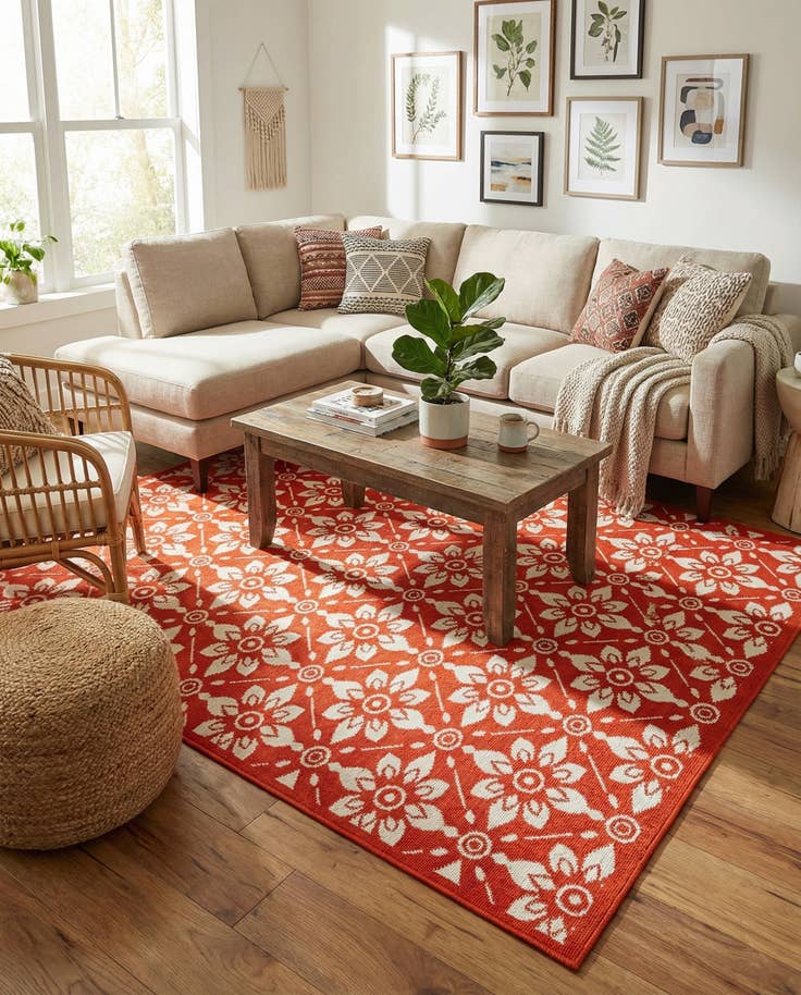 Detail image of 5' x 8' Easy-Clean Lattice Indoor / Outdoor Rug