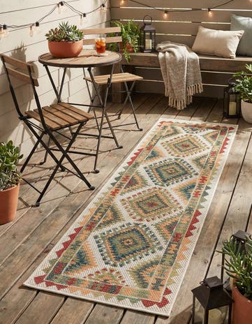Ivory Easy-Clean Baja Indoor / Outdoor Runner Rug