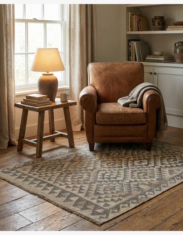 3' 8 x 4' 7 Hand Woven Kilim Maymana Wool Rug