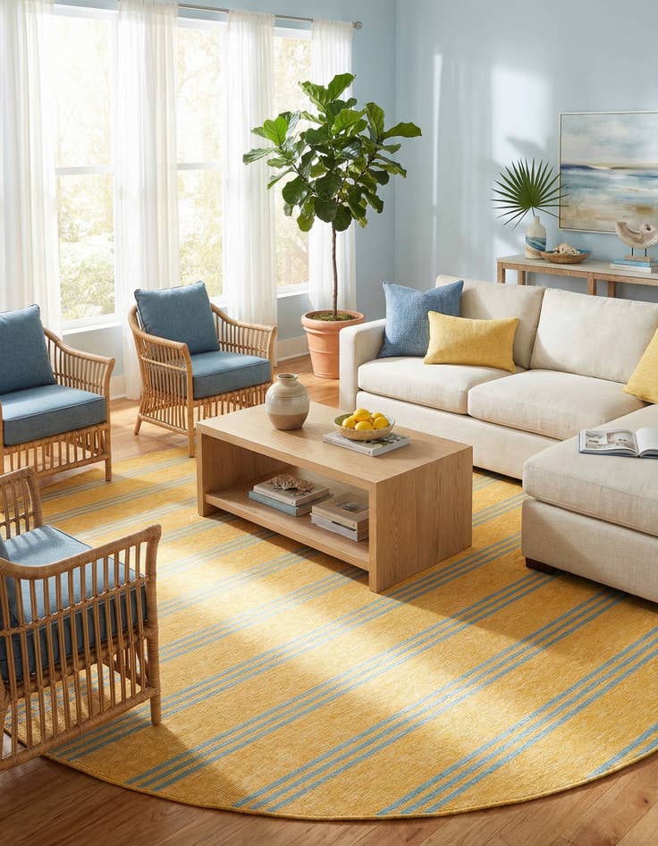 Detail image of 13' x 13'  Washable Jill Zarin Anguilla Indoor / Outdoor Round Rug