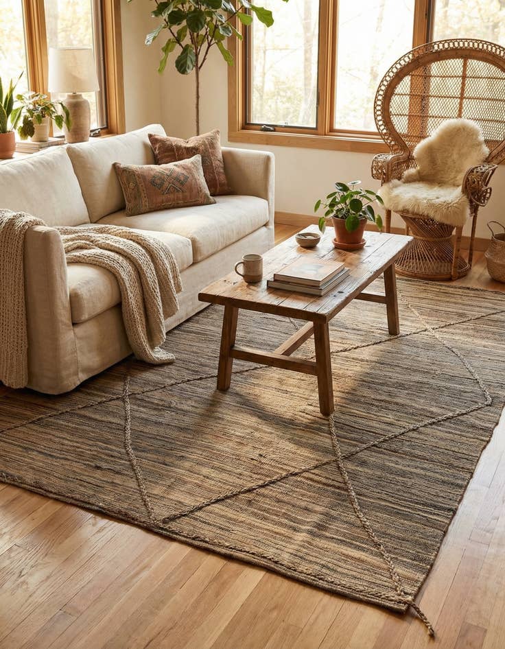 Detail image of 6' x 7' 8  Hand Knotted Moroccan Wool Rug