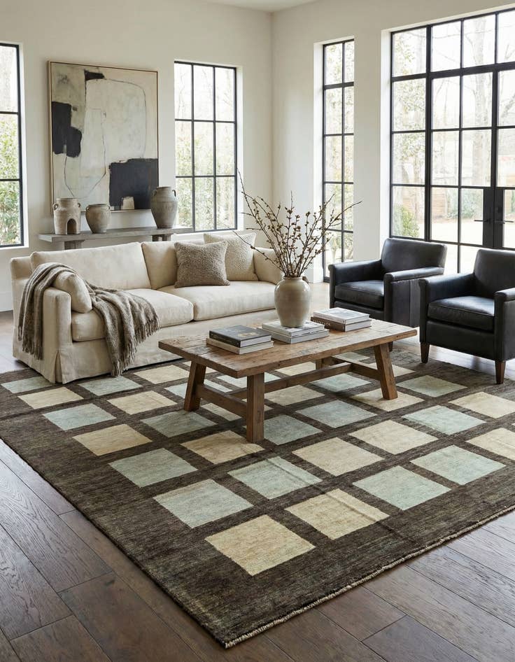 Detail image of  8' 9 x 9' 6  Hand Knotted Modern Ziegler Rug