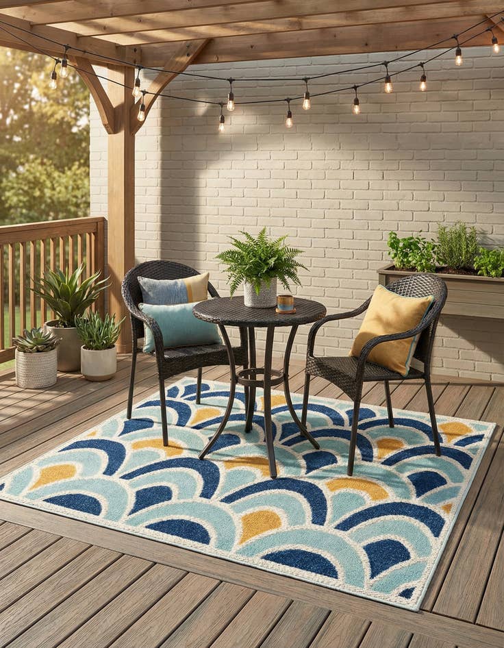 Detail image of 5' 3 x 5' 3  Washable Belize Indoor / Outdoor Square Rug