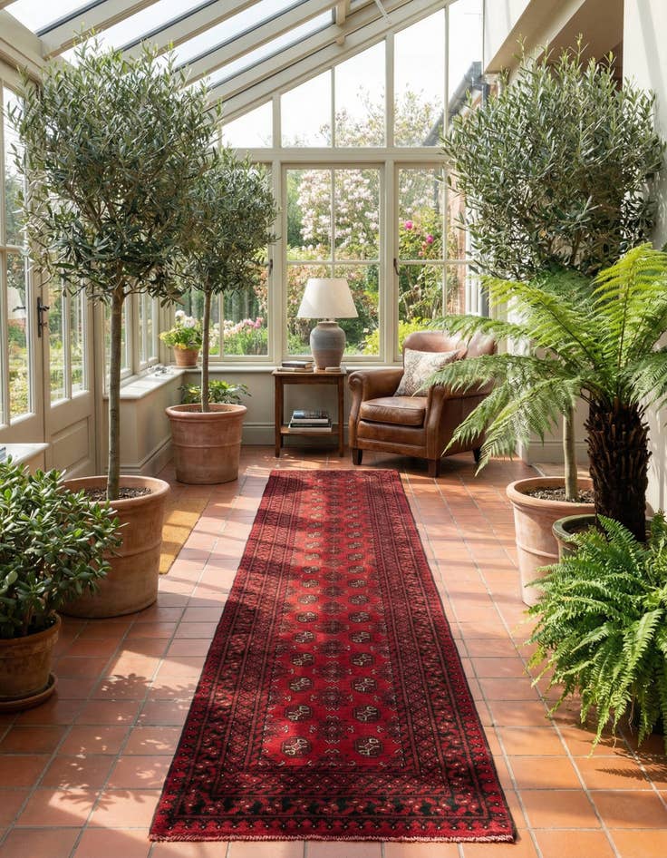 Detail image of 2' 9 x 15' 7  Hand Knotted Afghan Akhche Wool Runner Rug