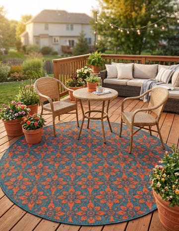 6' x 6' Easy-Clean Trellis Indoor / Outdoor Round Rug