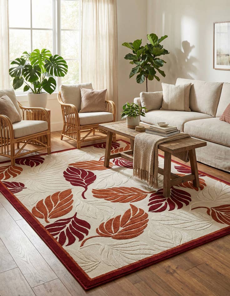 Detail image of 8' x 10'  Washable Botanical Indoor / Outdoor Rug