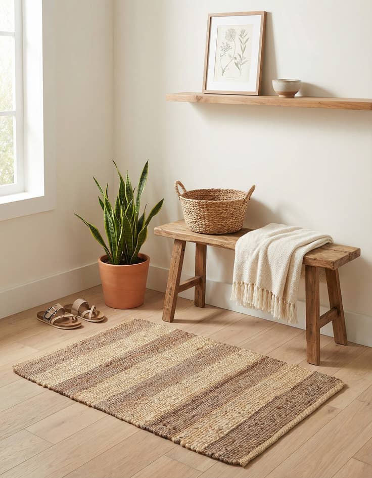 Detail image of 2' 2 x 3' 1  Hand Braided Jute Rug