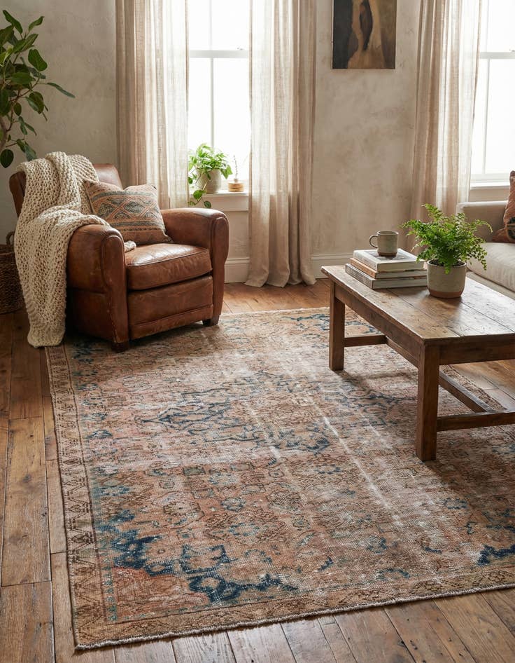 Detail image of 3' 8 x 5' 9  Hand Knotted Ultra Vintage Persian Wool Rug