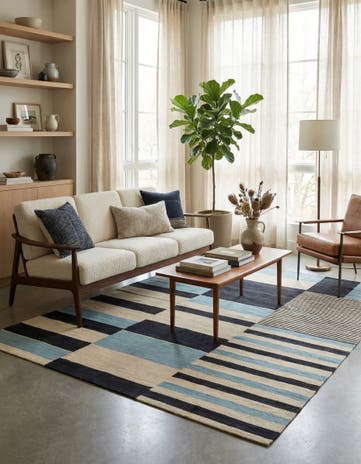 5' 6 x 6' 4 Hand Woven Kilim Modern Wool Square Rug