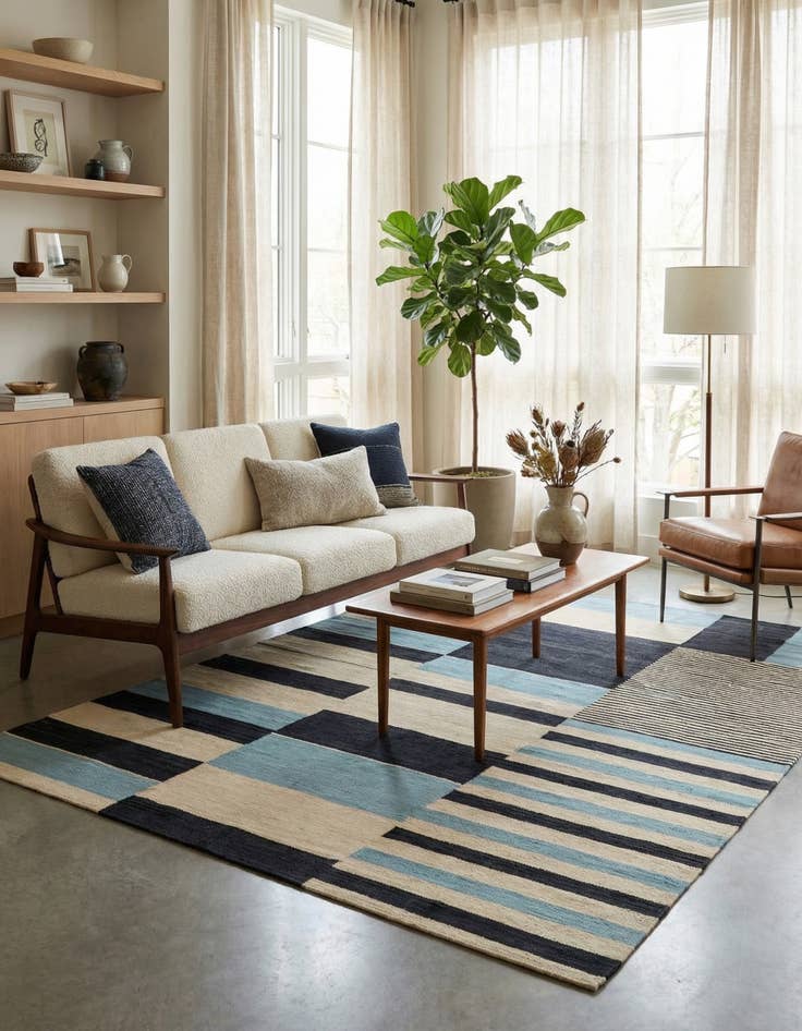 Detail image of 5' 6 x 6' 4  Hand Woven Kilim Modern Wool Square Rug