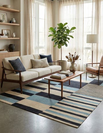 5' 6 x 6' 4 Hand Woven Kilim Modern Wool Square Rug