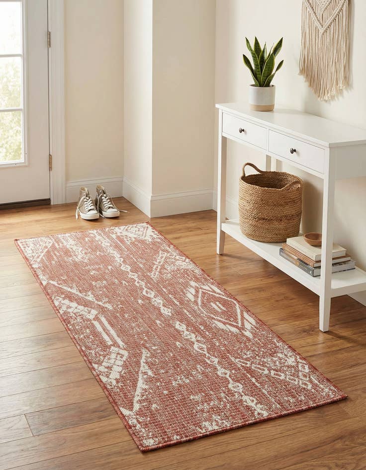 Detail image of  2' x 4'  Washable Bohemian Indoor / Outdoor Runner Rug