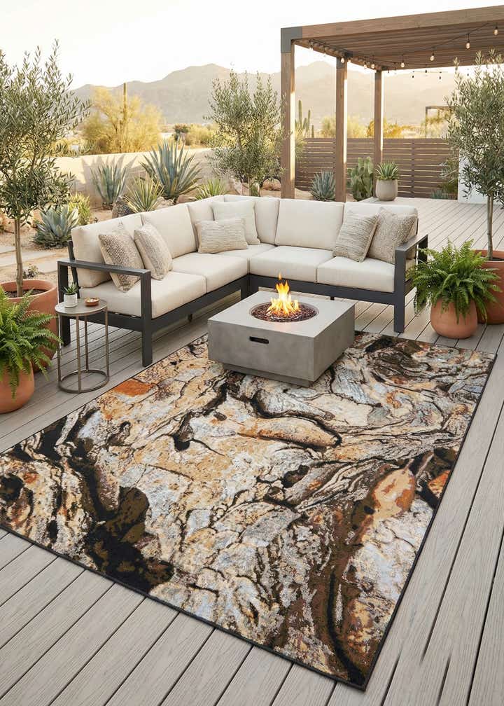 6' x 9' Easy-Clean Modern Indoor / Outdoor Rug