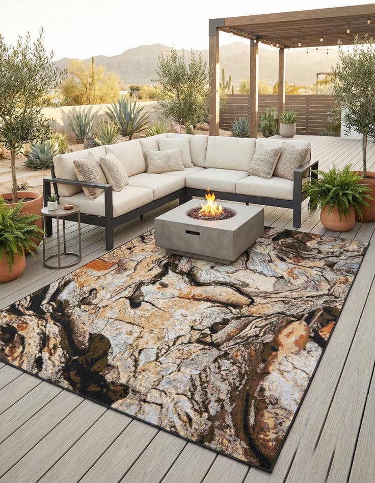 Detail image of  6' x 9'  Washable Modern Indoor / Outdoor Rug
