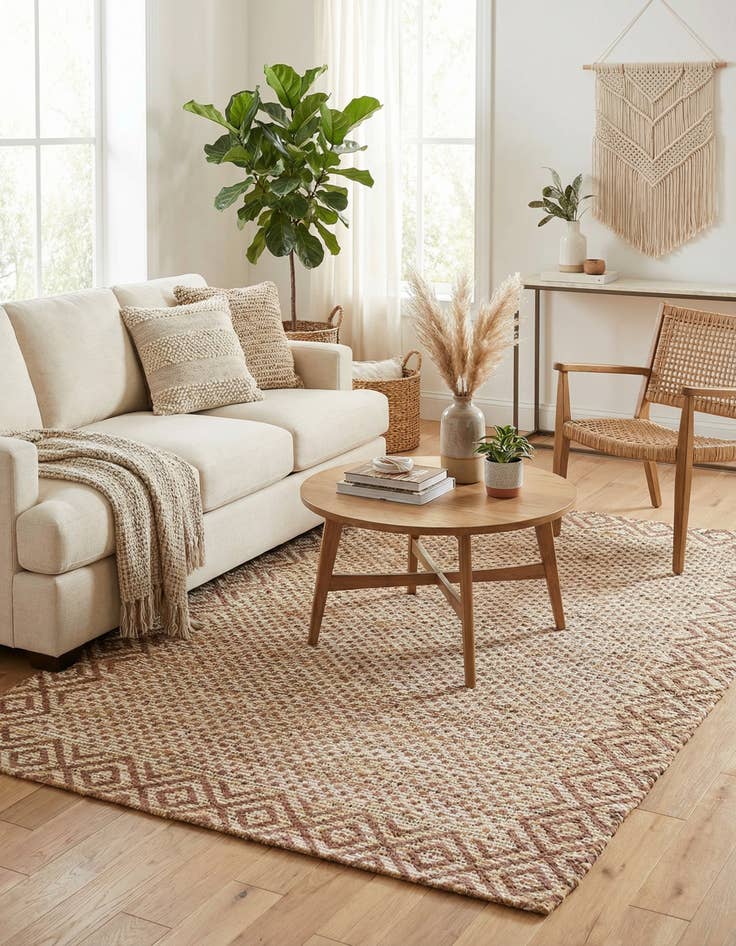 Detail image of 4' 2 x 6'  Hand Braided Chenille Jute Rug