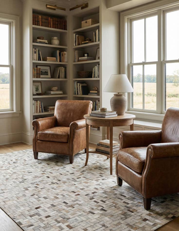 Detail image of 6' 8 x 9' 10 Cowhide Stocks Rug