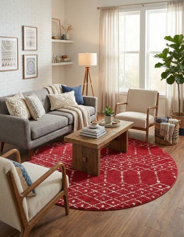 Raspberry Pink Paxon Trellis Round Rug