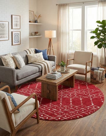 Raspberry Pink Paxon Trellis Round Rug