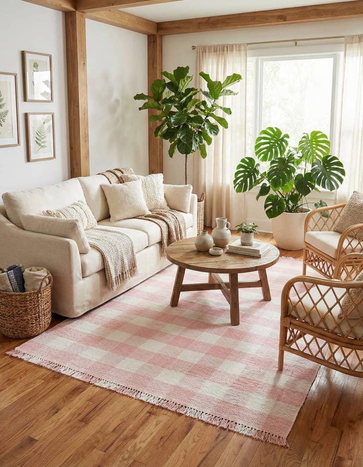 Detail image of  7' 10 x 10' Eco Plaid   Washable Indoor / Outdoor Rug